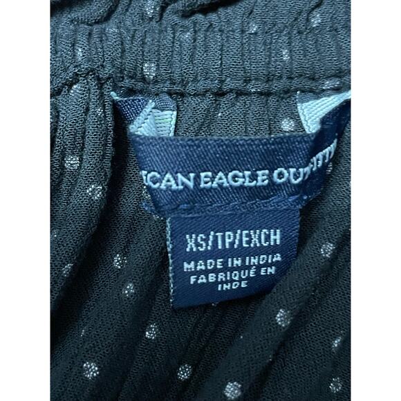 American Eagle Outfitters Blouse Off Shoulder Boho Inspired Polka Dot Black W XS - Picture 8 of 9